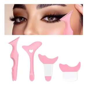Eyeliner Stencils 4Pcs - Silicone Winged Tip for Eyeshadow & Eyelashes, Multifunctional Mascara Shield for Beginners, Pink