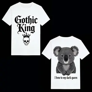 Lovers Matching Outfits，Soft Cotton Double Sided Print Crew Neck T-Shirts