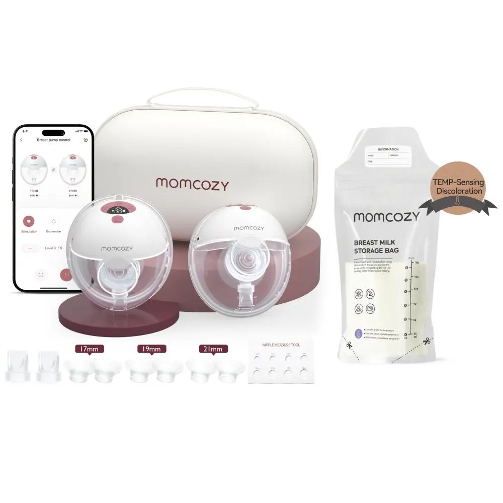 Momcozy Breast Pump Hands Free M5 Smart & Momcozy Breastmilk Storing Bags 120 pcs