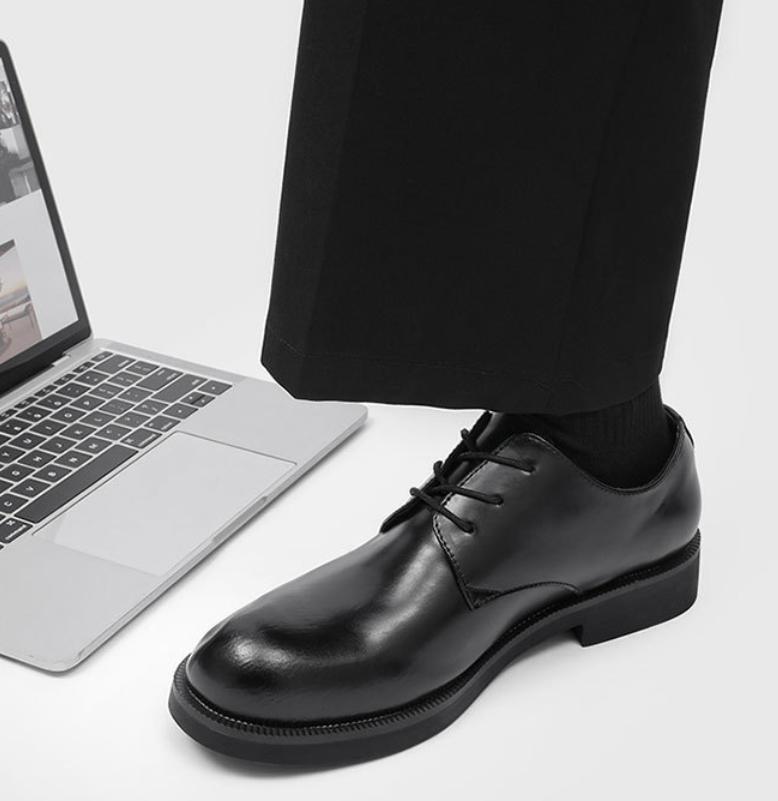 Men's Cleanfit Business Shoes Platform Black Simple Design Comfortable All-Season