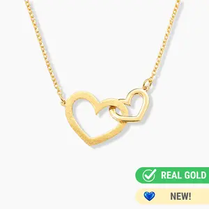 14K YELLOW GOLD INTERLOCKED HEARTS NECKLACE