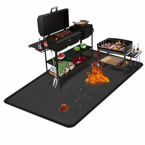 76x 51 Inch Large Grill Mat For Outdoor Grill, Fireproof Waterproof Oil-Proof BBQ Mat For Deck, Patio, Lawn, Or Indoor Fireplace, Easy To Clean Under Grill Protector For Fire Pit And Smoker