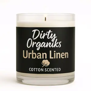 Dirty Organiks Urban Linen Candle 9 oz Coconut Wax Scented with Black Amber Linen for Unique Fragrance Experience