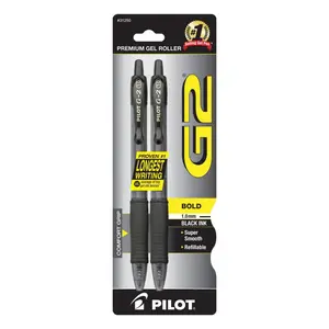 Pilot G2 Premium Refillable & Retractable Rolling Ball Gel Pens, Bold Point, Bold Gel Pens, 1.0 mm, Black Ink, 2-Pack