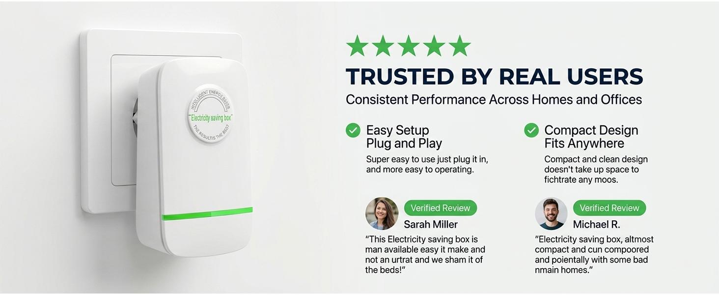 2026 Upgraded US Plug Power Box – Smart Energy Saving Device for Home & Office (90V–250V), Compact Design with LED Indicator