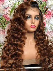 Fashion Gradient Blonde Hair Wig, 26 Inches 180% Density, Heat Resistant, Synthetic Fiber, Daily Wear, Curly Deep Wave, Lace Front