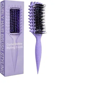 Candybrush Curly Hair Brush - Durable Plastic Haircare Tool for Detangling, Shaping Curls, All Hair Types, Wet & Dry Use (Purple)