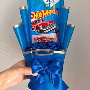 Regalo para el ,mini ramo de rosas azules con carro ,Eternal roses bouquet