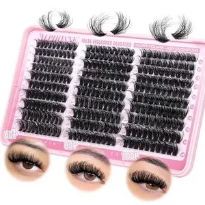 Fluffy Lash Clusters Kit 2 Styles Mixed Cluster Eyelash Extensions Kit Wispy Individual Lashes DIY Lash Extension Kit with Bond and Seal Tweezers by ALPHONSE