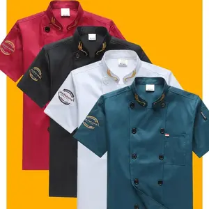 Catering Chef Work Clothes Men's Short-sleeved Summer Clothes Hotel Restaurant Canteen Baking Pastry Kitchen Chef Clothes Menswear Uniforms