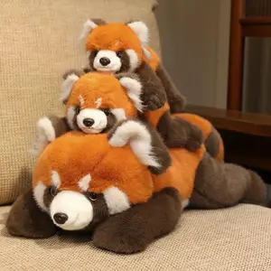 New Cuddly Pretty Lie Prone Animal Plush Toys Soft Fluffy Lifelike Red Panda Raccoon Panda Doll Kawaii Home Decor Kids Gift