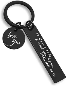 1 PCS Safe Journey Keychain for Boyfriend, Husband, or Dad – A Keychain Reminder of Your Presence (Black Love Keychain) Affectionate Keychain