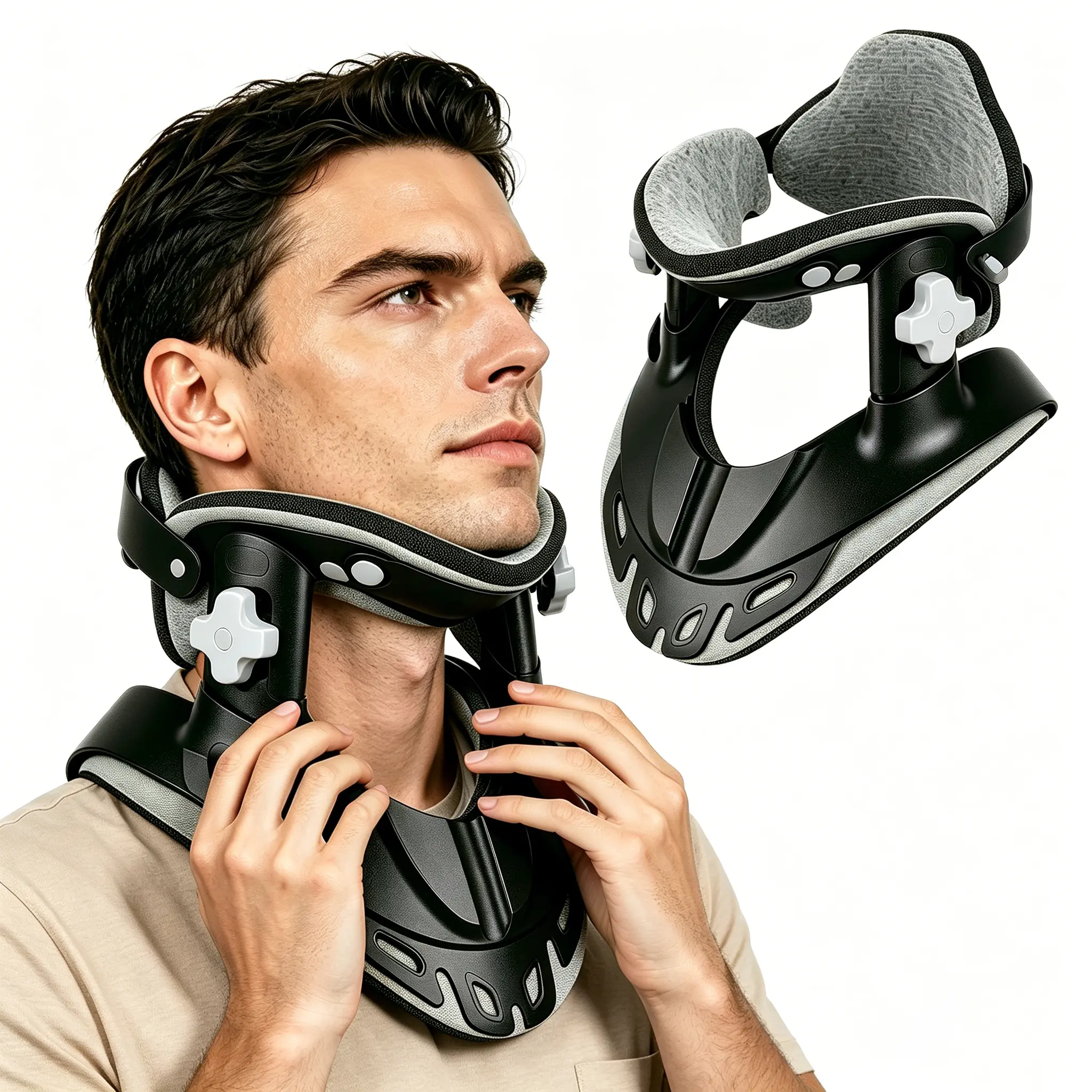Adjustable Cervical Neck Traction Collar, Relieve Stiff Neck Pain Cervical Spine Support Brace