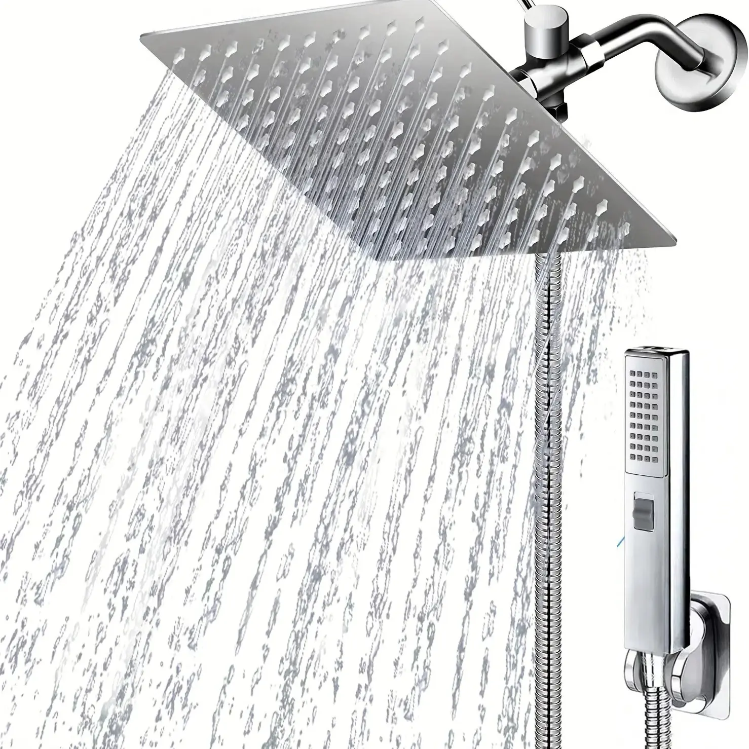 Dual  Rain  Shower  Head, 8 Inch High-Pressure 3-Way Shower Combo with 2+1 Settings Handheld Showerhead Combo, Powerful Low-pressure Water Shower Spray