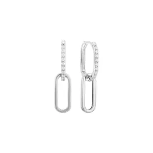 FINDURINGS 925 Sterling Silver 14K Gold-Plated Convertible Square Paper clip Women's Pendant Earrings