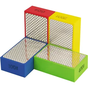 Diamond Polishing Pads Sanding Blocks - 4pcs Diamond Sanding Sponge Pads Tile Tools 60#, 100#, 200#, 400# for Wood Ceramic Tile Glass Grinder