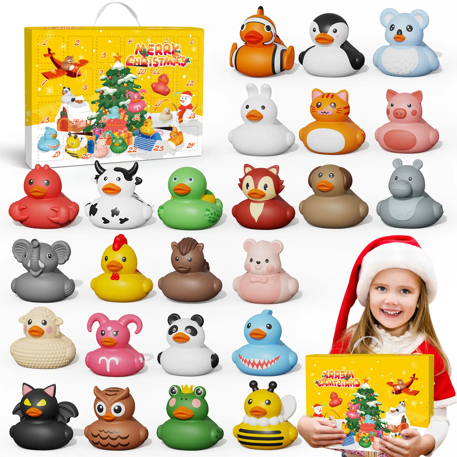 Advent Calendar 2025 Boys & Girls, 24 Days Christmas Countdown Calendar, Rubber Ducks Bath Toys, Toys for Toddler, Christmas & Birthday Gifts