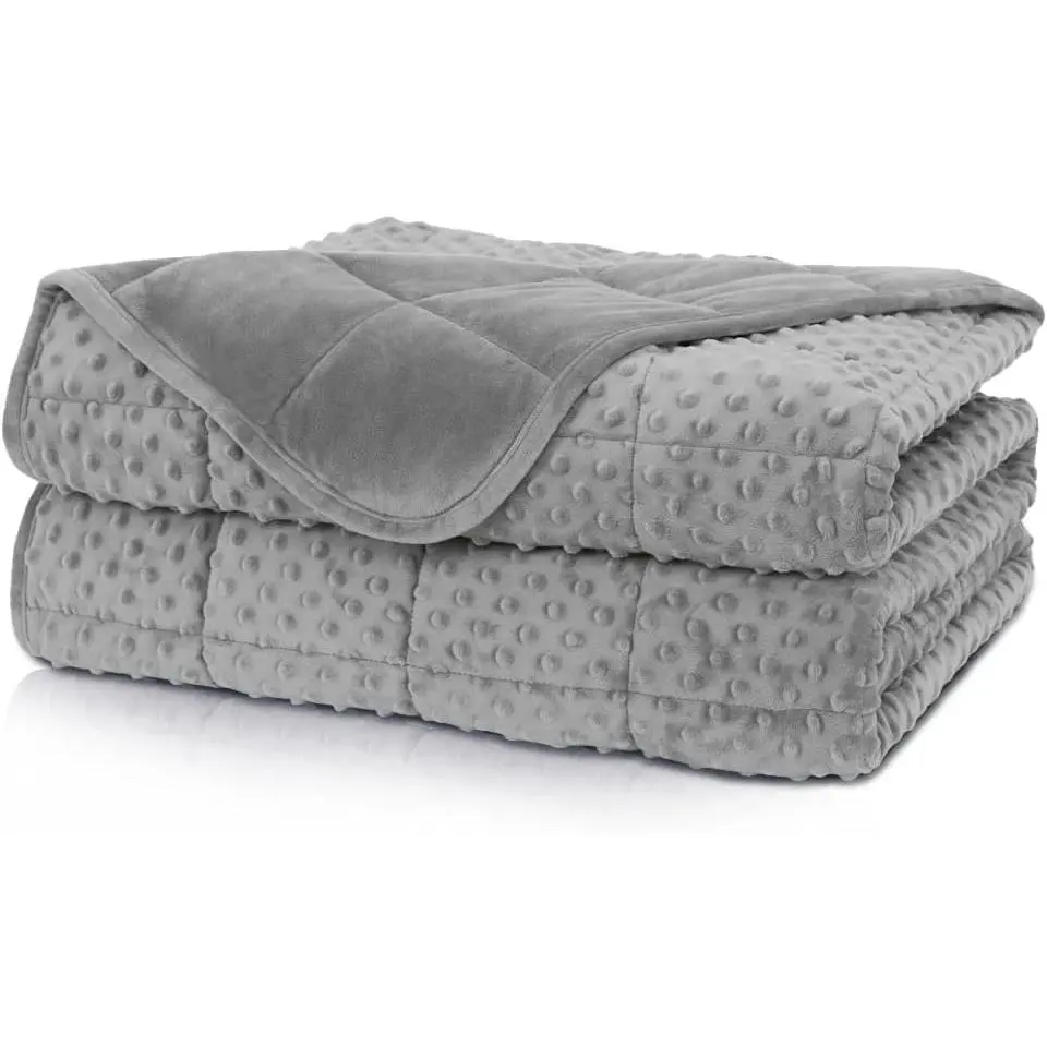Weighted Blanket  15lbs for Adult(60"x80",Gray) Breathable Soft Minky Weighted Throw Blanket for  Season,Heavy Blanket with  Glass Beads