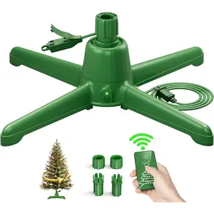 (2025 Upgrade) Rotating Christmas Tree Stand with Remote Control, Stable 360 Revolving Tree Base Stand, Up to 7.5ft 90lb. Adjustable Christmas Tree Holder for Xmas Tree, Artificial Tree (Green)