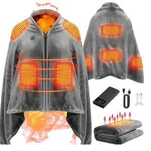 Portable Heated Blanket Shawl, USBHeated Blanket Shawl 63" x 33.5" WearableElectric Blanket Small without Battery PackAdjustable 3 Levels Fast Heating Electric ThrowMachine Washable USB Heated Wrap for Office/Home,Soft Heated Valentine's Day Gift