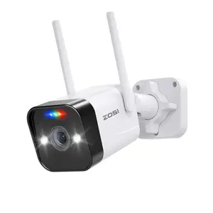 ZOSI 2.5K WiFi Outdoor Security Camera Plug-in WiFi Cam Color Night Vision 2 Way Audio Person Vehicle Detection IP66 Weatherproof Local & Cloud Storage for Home Surveillance No 5G WiFi Support Card Memory