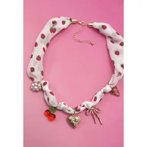 Scarf Charm Necklace-heart Strawberry Cherry