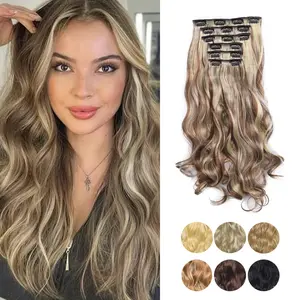 Mystique Hair Clip-in Synthetic Hair Extensions Long Wavy 6PCS 20 Inch, Natural Looking Fluffy Hairpieces for Women & Girls, Easy to Use, Add Volume & Waves, Perfect for Daily Wear, Holiday Styles, Halloween Costumes & Christmas Parties