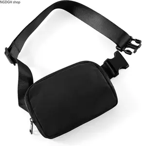 Black Adjustable Belt Bag, Water-Resistant Nylon Fanny Pack, Slim & Lightweight, Fits Phones & Essentials, Perfect for Running, Travel, Workouts & Everyday Hands-Free Carry