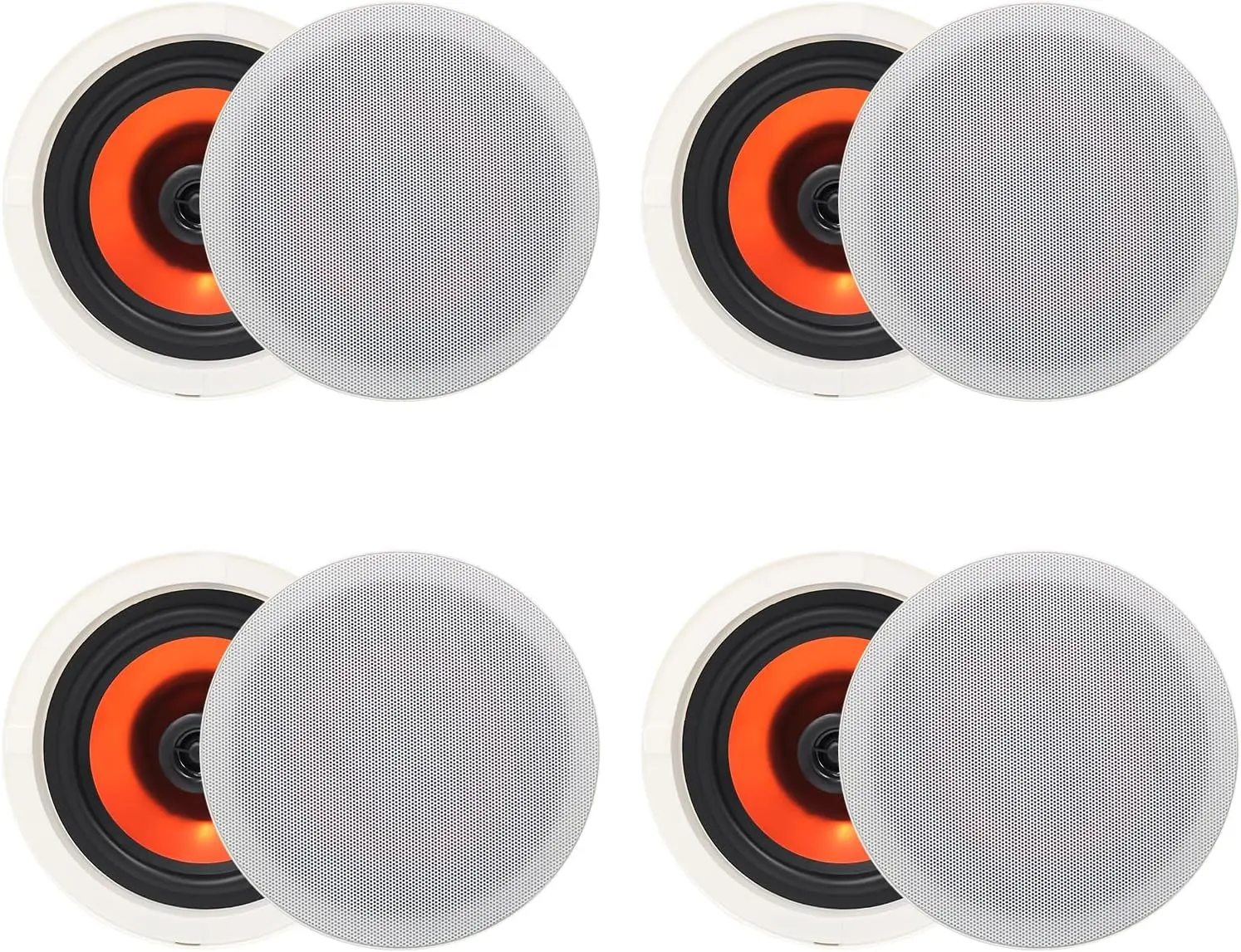 Herdio 6.5" 600W Polypropylene Bluetooth In-Wall Ceiling Speakers - 4-Piece Recessed Stereo System with Mobile, AUX Inputs, Ideal for Indoor Home Theater, Kitchen