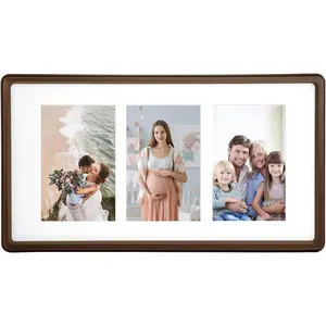 8x14 Collage Picture Frame Natural Walnut Solid Wood 4x6 Displays 3  or 8x14 Without Mat Wooden Frame for Tabletop or Wall Mounting Decor Gift  canvas photo