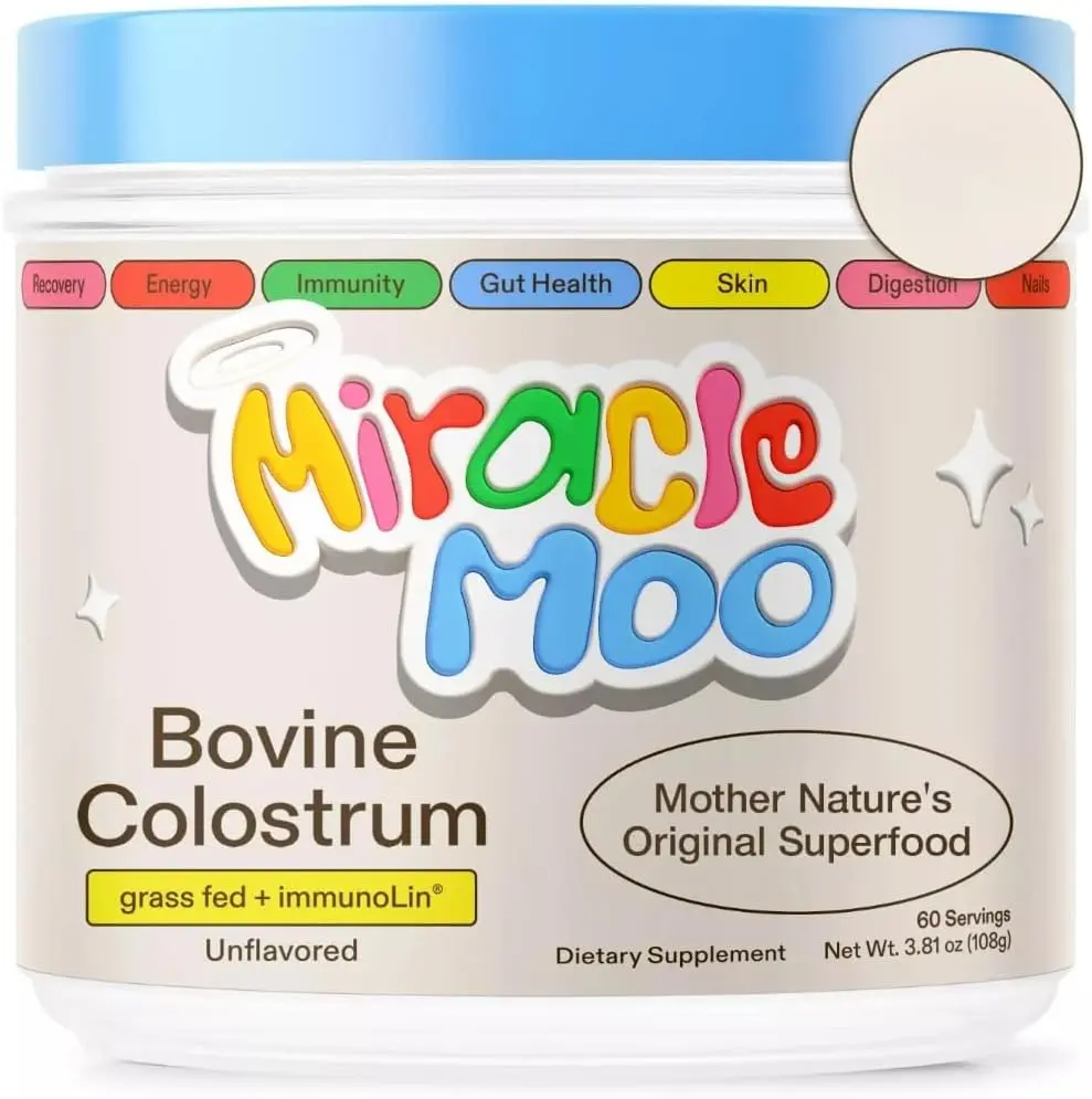 Miracle Moo Bovine Colostrum, Bovine Colostrum grassfed+ immunolin Supplement 60 SV