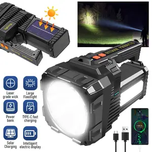 Rechargeable LED Spotlight Flashlight, 100000 Lumens Spotlight, Six-Speed Dimming, Super Bright Spotlight Outdoor Handheld, Waterproof, USB Rechargeable LED Spotlight Flashlight Searchlight, Can be used as a Power Bank, Hiking, Camping, Night Riding, Cave