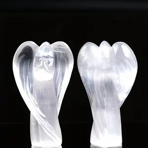 Natural Selenite Angel Specimen, Crystal Home Decor, Meditation Gift, Carved Christmas Thanksgiving Present, Sun Moon Decoration, Hand Selected Crystals