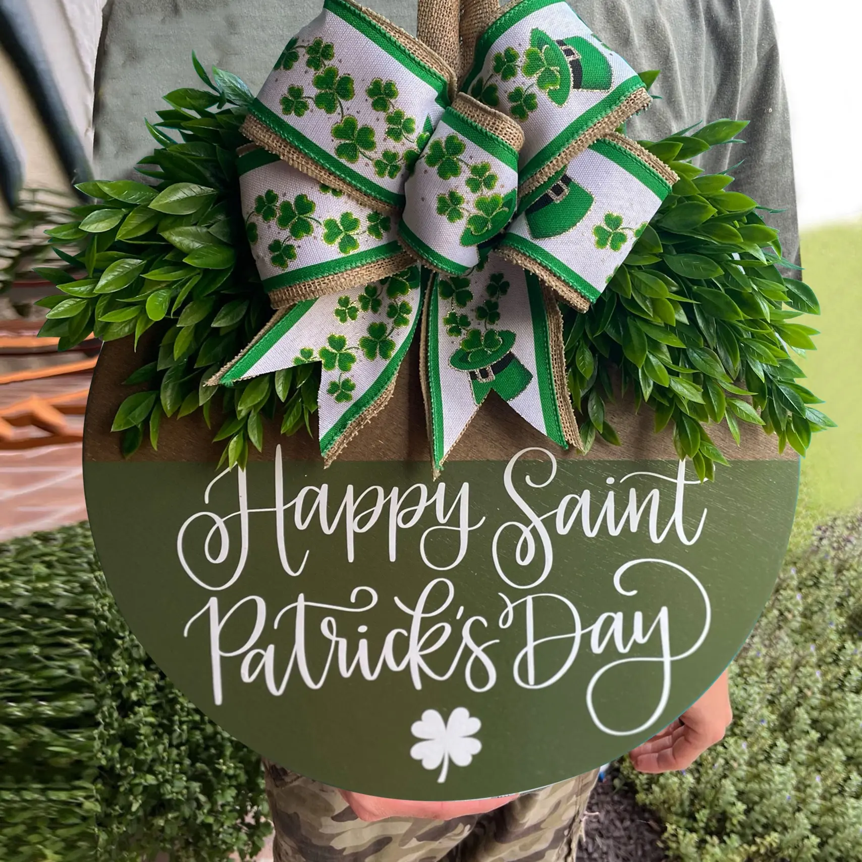 St Patrick's Day Front Door Decor Wreath, Wood Material, Perfect for Home Decoration & Gifts, Festive Design, Festive Decorations, Durable Construction