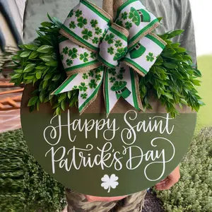 St Patrick's Day Front Door Decor, Wood Material, Perfect for Home Decoration & Gifts, Festive Design, Festive Decorations, Durable Construction