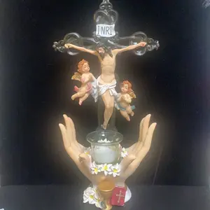 Cristo Jesús Eucaristía con vela  14” - 1371-14