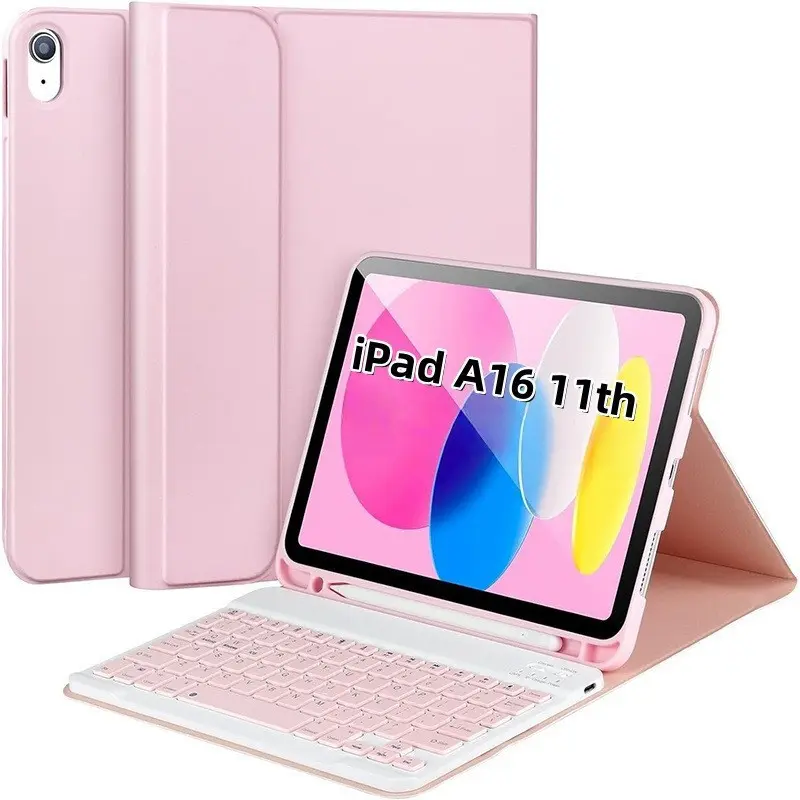 Tablet Cover Casing, Durable Pu Cover, 1 Count Wireless Keyboard Case Accessories for iPad 10th Generation 2022 & A16 11th Generation 2025 (10.9/11 Inch), Tablet Keyboard Protective Cover with Pen Holder, Tablet Computer Accessory