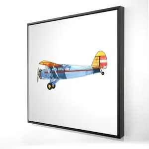 Begin Home Decor 2081-2424-CH10 24 x 24 in. Blue Vintage Plane Framed Canvas - Home Decor Wall Art