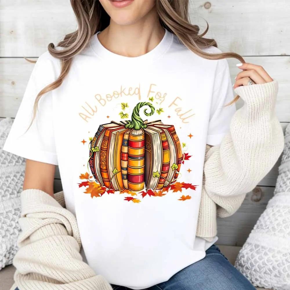 Comfort Colors All Booked For Fall T-Shirt, Cute Pumpkin Books Graphic Tee, Autumn Reading Shirt, Book Lover Fall Gift