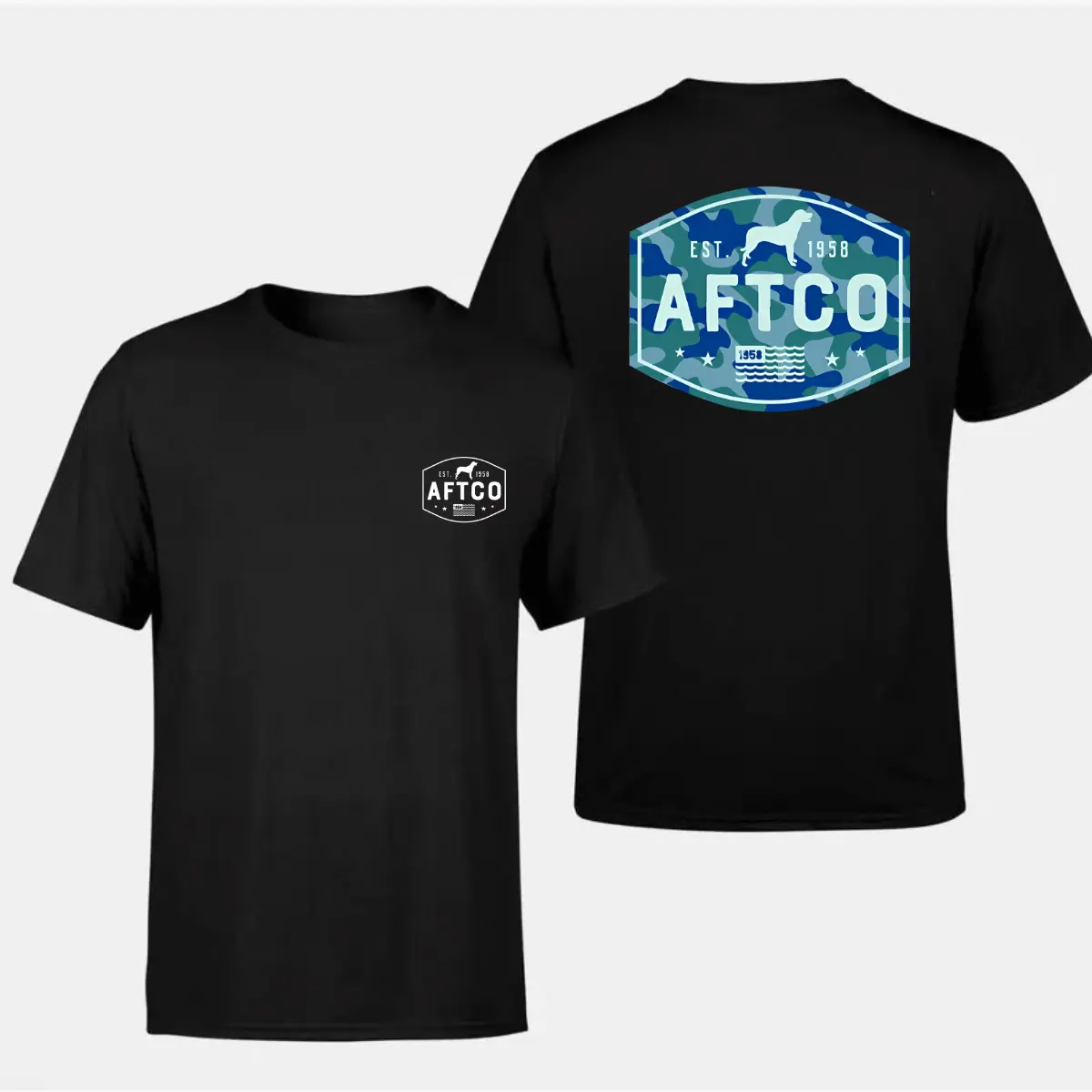 AFTCO Camo Graphic Tee, Vintage Outdoor Fishing Shirt, Soft Cotton Blend Apparel, Adventure Lifestyle Clothing for Men, Perfect Fishing Gift, Gift For Him