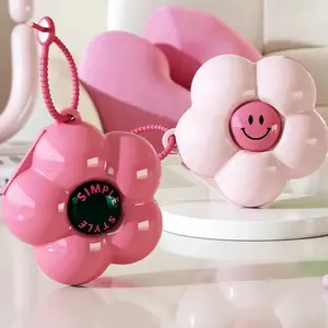 Five Grid Sealed Portable Storage Box Large Cute Flower Style Dual-Use for Medicine & Earrings Jewelry