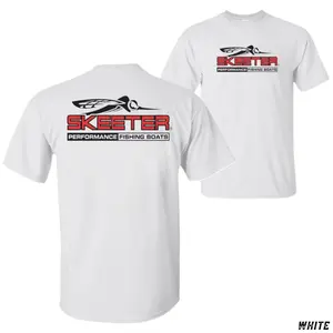 Skeeter Fishing Boats T-Shirt, White Red & Black Logo Graphic Tee, Soft Cotton Blend Shirt, Tournament Bass Boat Shirt for Men & Women, Gift for Anglers & Father's Day