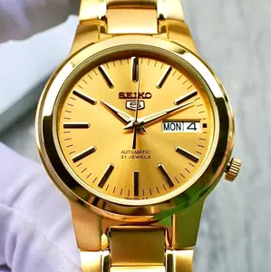 New Seiko 5 Automatic All gold 21 Jewels stainless steel Men's Watch SNKA10K1
