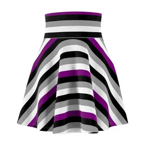 Asexual Pride Skirt - LGBTQIA+ Pride Month Clothes Flared Skater Skirt - Adorable Cute Ace Flag Flowy Skirt - Asexual Alt Skirt Low Waisted