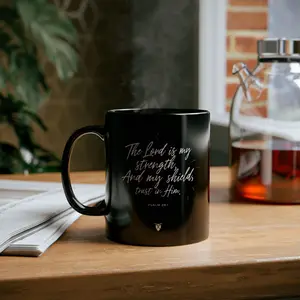 Inspirational Coffee Mug, Religious Gift, Bible Verse Decor, Encouragement Mug, Faith-Based Gift, Psalm 28:7