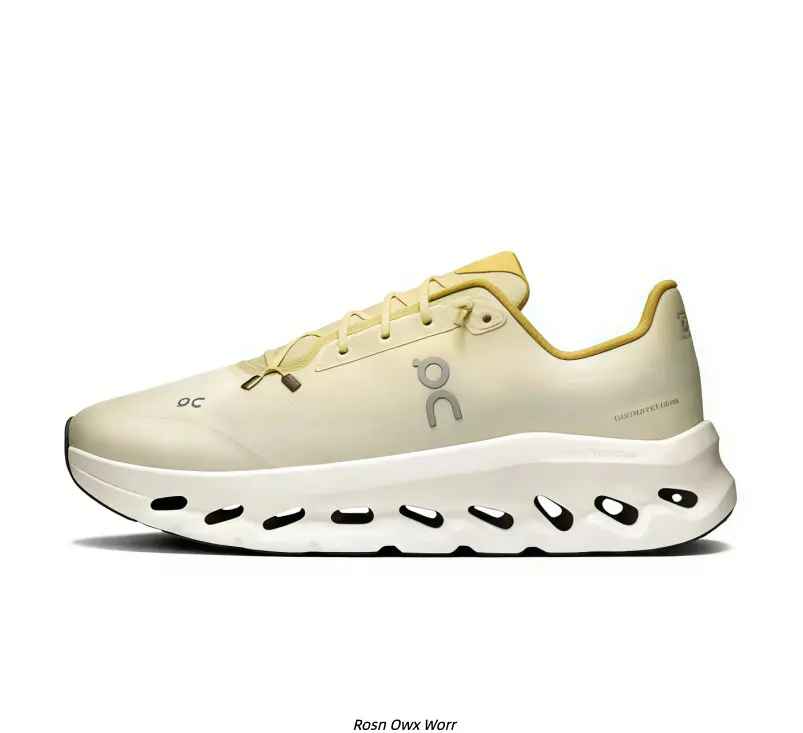 Solid Cream Yellow Hollow Wave Cushion Slip-On Jogging Shoes Unisex Summer Minimalist Casual Footwear