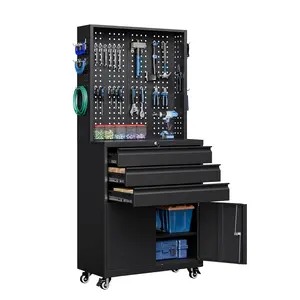 Letaya Metal Garage Storage Cabinet with Wheels,3-Drawer Rolling Tool Cabinet with 2 Door and Adjustable Shelves,- 71" Steel Tool Cabinet for Warehouse,Garage,Workshop Rolling Metal Garage Storage Cabinet Heavy Duty Hardware