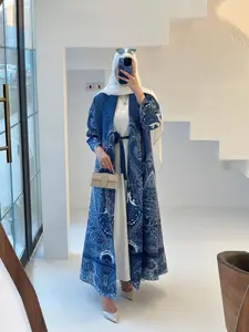 Miyake Women's Belted Abaya Long Robe Cardigan Windbreaker Coat, Arab Style Ethnic Clothing, Ramadan Fashion Party Essential, Commuter Must-Have