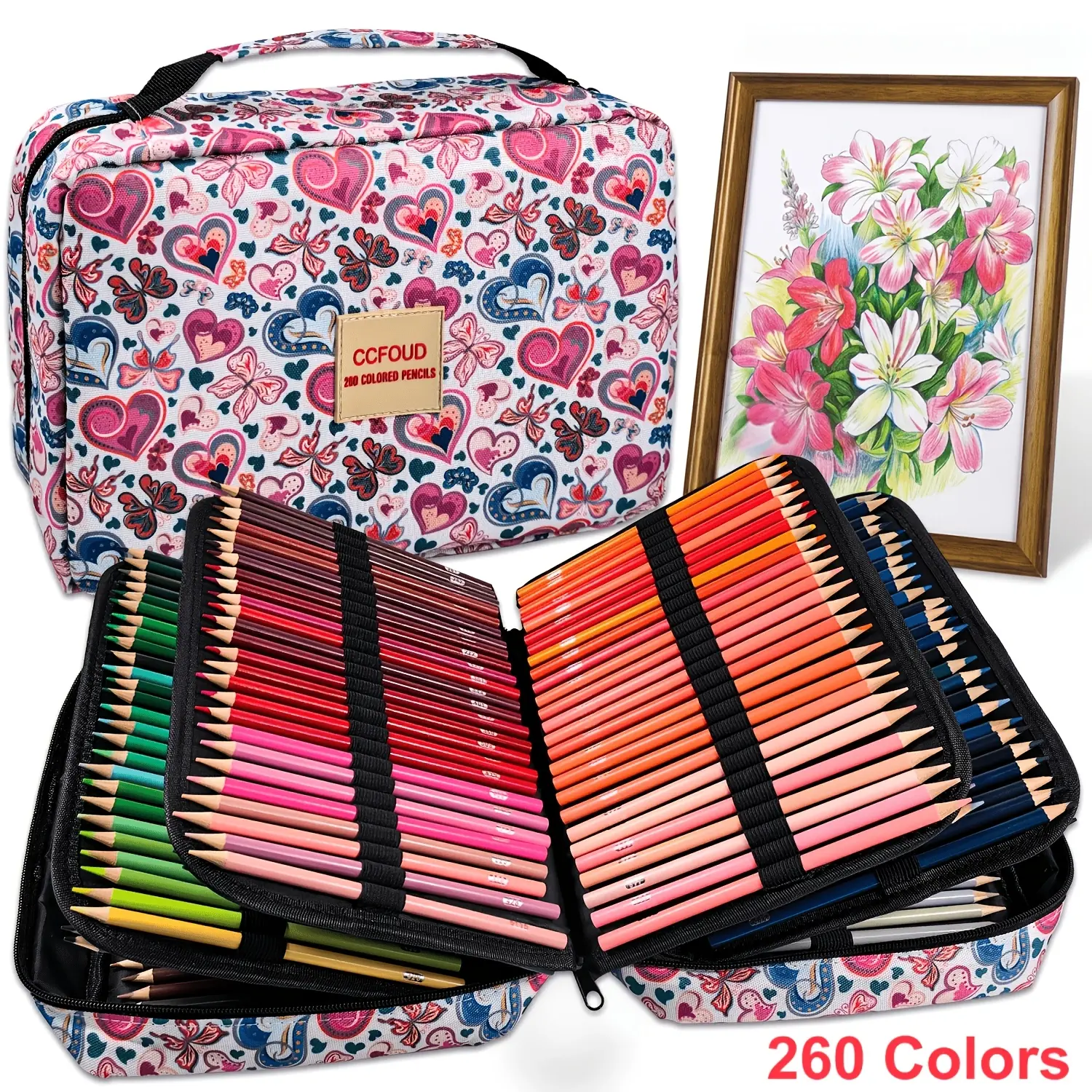 260 Colored Pencils Set for Adult Coloring,Soft Core Pencils for Drawing Blending Shading,Gift for Adults Artist