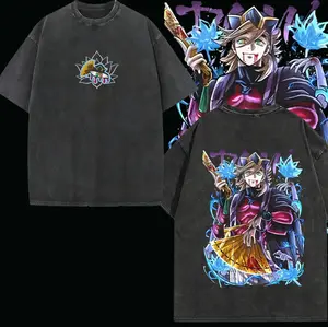 valentine shirts Doma Douma Upper moon rank 2 Demon Slayer Kimetsu No Yaiba Anime Double Printed Acid Washed T-Shirt Menswear graphic t-shirts merch unisex